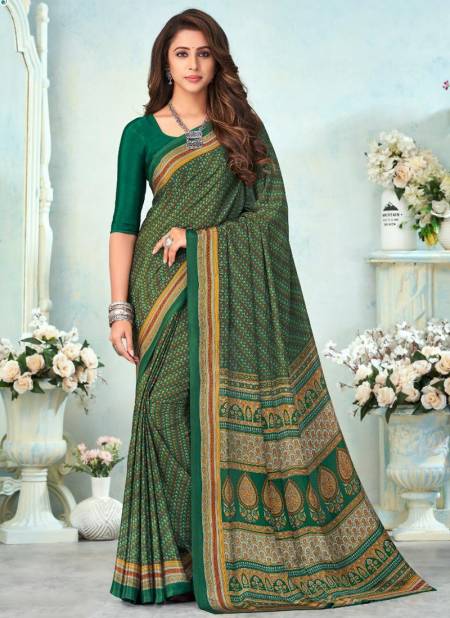 Dark Green Colour RUCHI VIVANTA SILK 12th EDITION Fancy Designer Regular Wear Printed Saree Collection 15002-A